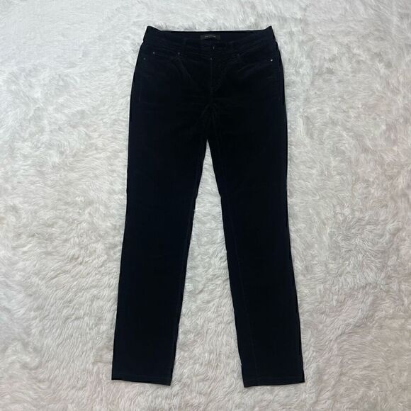 Ann Taylor Black Velvet Pants Size 0 Skinny Modern Fit Velour Stretch Low Rise - Picture 2 of 12